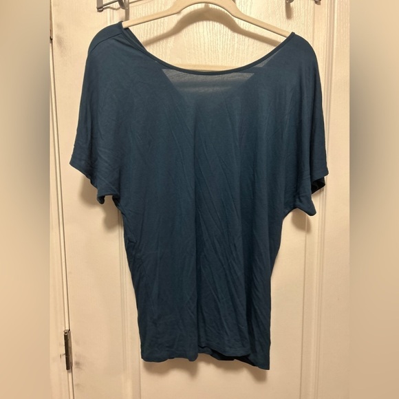 Loft Twist Back Tee women’s L teal blue classic staple wardrobe teacher V-neck - Picture 1 of 13